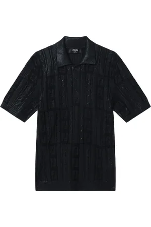 Fendi Tops, Heren, Zwart, L, Polo Shirt met Korte Mouwen
