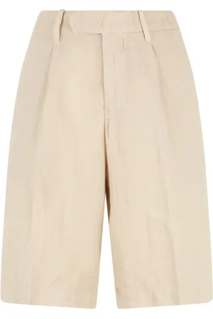 Boglioli Korte broeken, Heren, , XL, Linnen, Garment Dyed Linnen geplooide Bermuda Shorts