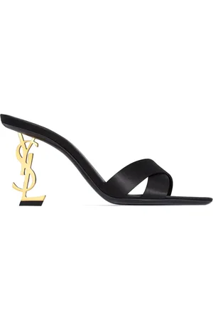 Saint Laurent Schoenen, Dames, Zwart, 37 1/2 EU, Stijlvolle Zomer Sandalen