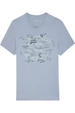Zadig & Voltaire Tops, Heren, Blauw, M, Katoen, Stijlvolle katoenen T-shirt
