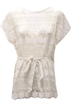 ERMANNO SCERVINO Blouses & Shirts, Dames, Wit, M, Katoen, Witte Katoenen Kant Shirt Vrouwen