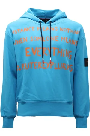 Peuterey Sweatshirts & Hoodies, Heren, Blauw, L, Katoen, Oversize Katoenen Sweater Turquoise