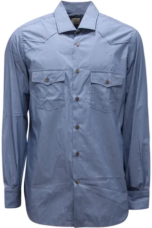 MAZZARELLI Overhemden, Heren, Blauw, L, Puglia Shirt in Suikerpapier