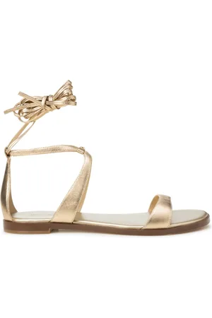 Michael Kors Schoenen, Dames, Geel, 39 1/2 EU, Leer, Gelamineerd Leren Vetersandalen
