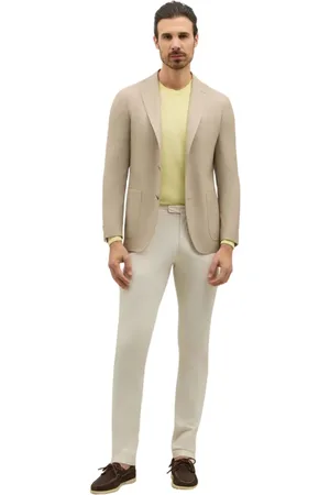 Boglioli Broeken, Heren, Wit, S, Katoen, Stretch katoen straight Chinos