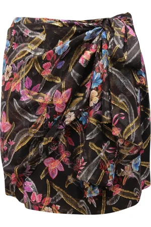 Pinko Rokken, Dames, Veelkleurig, S, Polyester, Bloemen zijden rok met ritssluiting