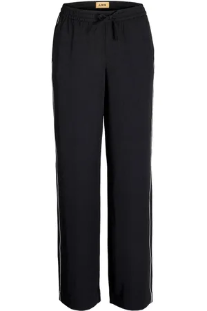 JACK & JONES Broeken, Dames, Zwart, XS, Detail Koordbroek Zwart/Wit Piping