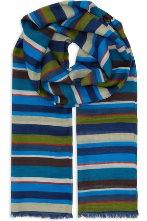 Gallo Accessoires, unisex, Veelkleurig, ONE Size, Katoen, Unisex blauwe katoen/linnen/viscose sjaal met veelkleurige strepen