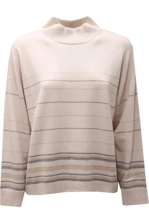 PESERICO SIGN Truien, Dames, Wit, S, Wol, Beige zijde/kasjmier/wol trui