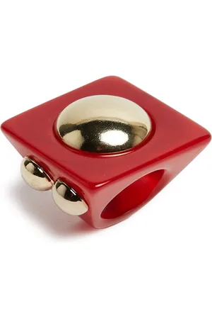 La DoubleJ Accessoires, Dames, Rood, ONE Size, Polyester, Hathor Vierkante Ring