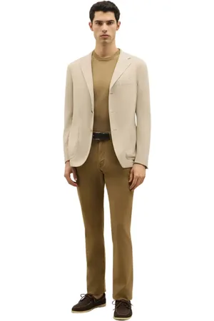 Boglioli Broeken, Heren, Bruin, W34, Katoen, Gekleurde katoenen zijden 5-pocket broek