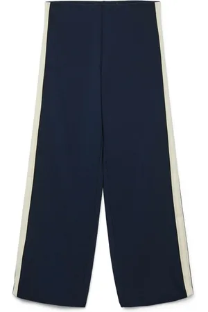 VERO MODA Broeken, Heren, Blauw, XS L32, Wijde Panel Navy Blauwe Broek