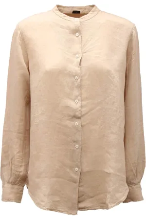 FAY Blouses & Shirts, Dames, , M, Linnen, Linnen overhemd met opstaande kraag