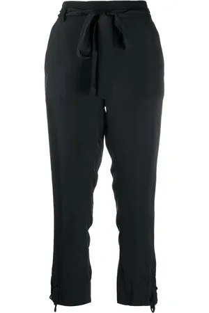 ANN DEMEULEMEESTER Broeken, Dames, Zwart, S, Zwarte Cropped Straight-Leg Broek