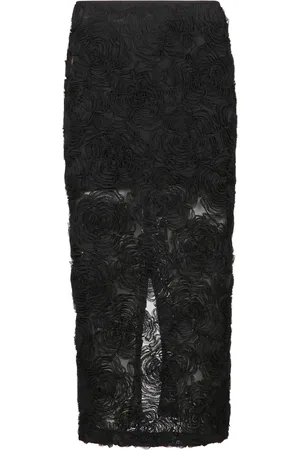 ROTATE Rokken, Dames, Zwart, S, Pailletten, Zwarte pailletten rok met bloemenborduursel