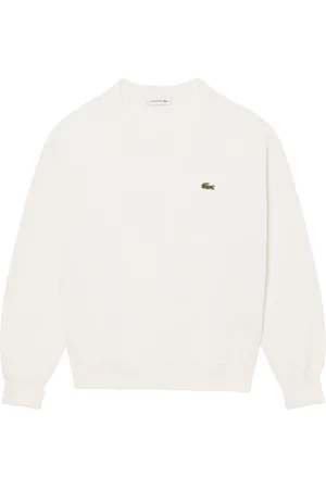 Lacoste Sweatshirts & Hoodies, Dames, Wit, 2Xs, Wol, Witte Sweatshirt Klassiek Moss Stitch