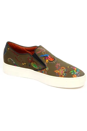 Etro Schoenen, Dames, Veelkleurig, 36 EU, Groene Stoffen Slip-On Sneakers