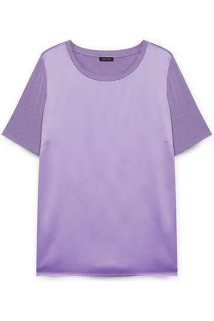 Fiorella rubino Tops, Dames, Paars, S, Satijn, T-shirt van satijn en jersey lurex