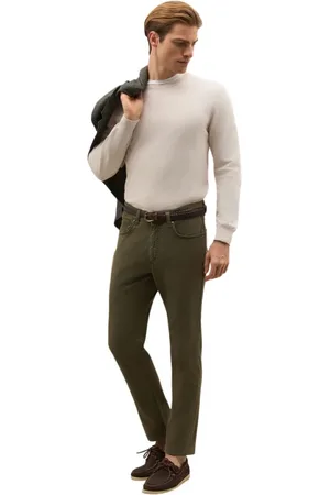 Boglioli Broeken, Heren, Groen, W34, Katoen, Gekleurd Katoen Zijde 5-Pocket Broek