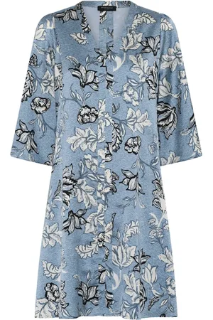 Bruuns Bazaar Kleedjes, Dames, Blauw, L, Blauwe Bloemenprint Jurk