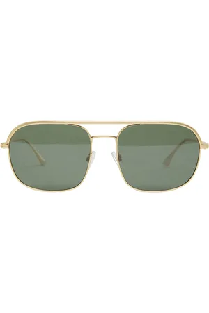 ANINE BING Accessoires, Dames, Groen, ONE Size, Vintage Aviator Zonnebril met Groene Lenzen