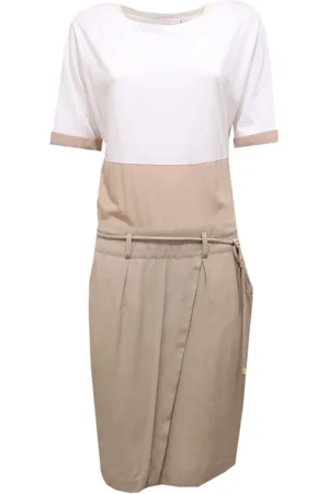 Fabiana Filippi Kleedjes, Dames, Wit, L, Wit/Beige Jurk Gemaakt in Italië