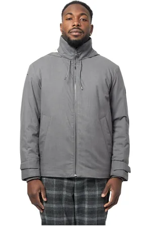 HUGO BOSS Jassen, Heren, Grijs, S, Hoge hals capuchonjas in grijs