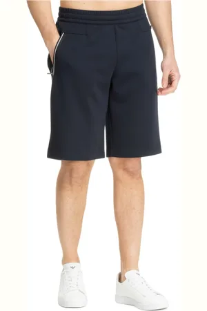 EA7 Korte broeken, Heren, Blauw, M, Katoen, Trekkoord Plain Track Shorts met Logo