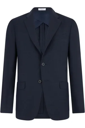Boglioli Jassen, Heren, Blauw, XL, Wol, Prince of Wales luxe wol zijde B-Line jas
