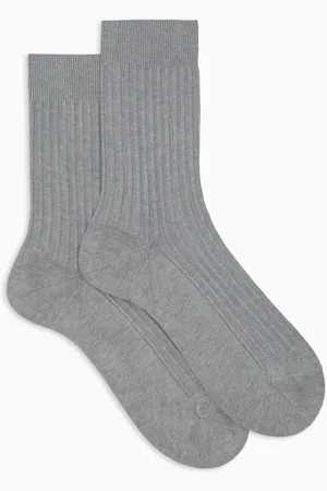Gallo Ondergoed, unisex, Grijs, M, Katoen, Unisex korte effen grijze dubbelgeribbelde katoenen sokken met schrijven bij de teen