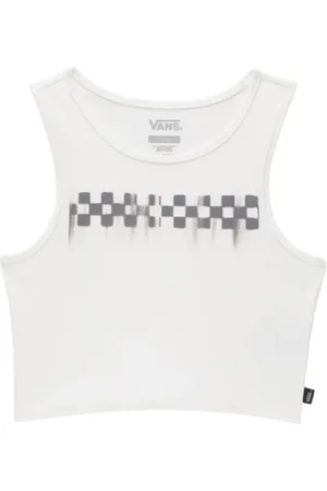 Vans Tops, Dames, Wit, M, Katoen, Geruite aansluitende crop tanktop