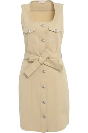 Liu Jo Kleedjes, Dames, , M, Mouwloze Jurk met Taille Riem