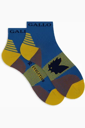 Gallo Ondergoed, unisex, Veelkleurig, S, Unisex super korte lichtblauwe technische badstof sokken met zigzag motief