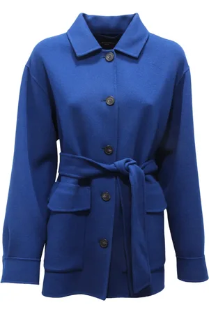 Max Mara Jassen, Dames, Blauw, M, Wol, Taranto Wollen Jas