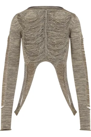 Rick Owens Tops, Dames, Grijs, S, Wol, Metallic Topkleding Wolmix Stijlvol Ontwerp