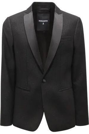 Patrizia Pepe Jassen, Heren, Zwart, M, Polyester, Lurex Jas Glanzend Zwart Made in Italy