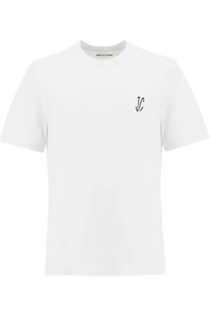 Jacob Cohen Tops, Heren, Wit, L, Katoen, Katoenen Crew Neck T-shirt met Print