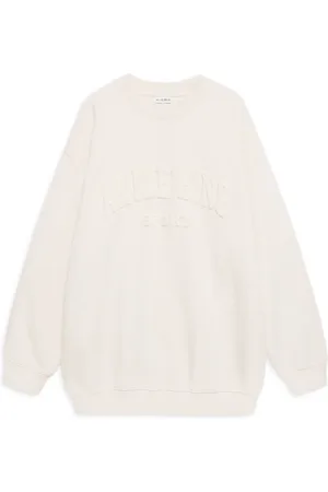 ANINE BING Sweatshirts & Hoodies, Dames, , S, Katoen, Gezellige Crème Sweatshirt met Pluche Logo