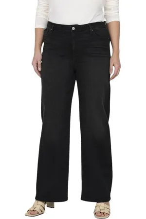 ONLY Jeans, Dames, Zwart, 2Xl, Denim, Wijde hoge taille zwarte denim jeans