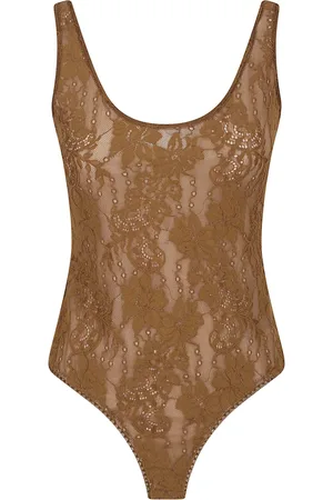 ZIMMERMANN Tops, Dames, Bruin, S, Nylon, Bruine Boothals Bovenkleding Mesh Voering