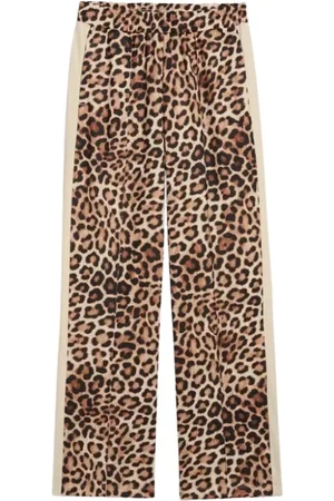 PUMA Broeken, Dames, Veelkleurig, M, Polyester, Luipaardprint Sportieve Rechte Broek