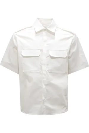 Neil Barrett Overhemden, Heren, Wit, M, Militaire Politie Detail Korte Mouw Shirt