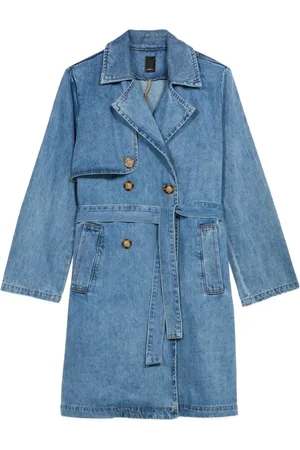 Oltre Mantels, Dames, Blauw, 3Xl, Denim, Trenchcoat in viscose denim mix