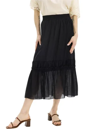 In Front Rokken, Dames, Zwart, 2Xl, Zwarte Ruche A-lijn Rok