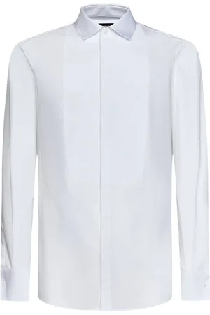 Dsquared2 Overhemden, Heren, Wit, S, Katoen, Wit Overhemd met Plastron Sluiting