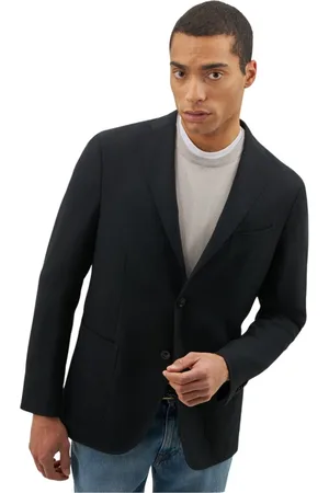 Boglioli Jassen, Heren, Zwart, XL, Wol, Wollen Hopsack K-Jas