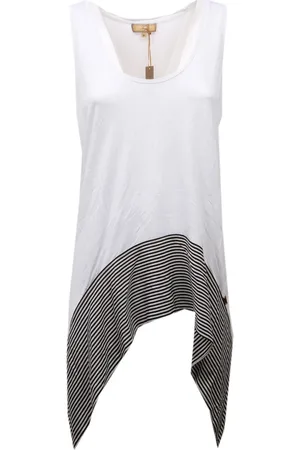 FAY Tops, Dames, Wit, M, Satijn, Asymmetrische Zijden Mouwloze Top
