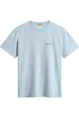 Woolrich Tops, Heren, Blauw, XL, Katoen, Premium Jersey Logo T-Shirt