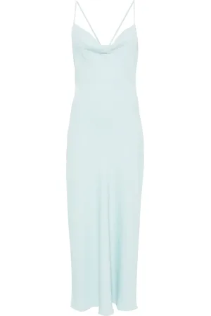Calvin Klein Kleedjes, Dames, Blauw, 3Xs, Turquoise Blauw-Groene Spaghettibandjes Jurk