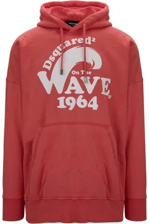 Dsquared2 Sweatshirts & Hoodies, Heren, Rood, XS, Katoen, Heren hoodie met trekkoord